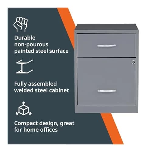 NuSparc 2 Drawer Locking Filing Cabinet | Steel Home Office Storage | Letter-Size | Assembled in USA thumbnail 2