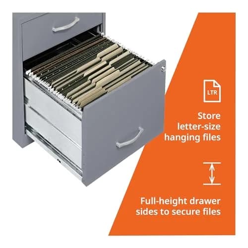 NuSparc 2 Drawer Locking Filing Cabinet | Steel Home Office Storage | Letter-Size | Assembled in USA thumbnail 3
