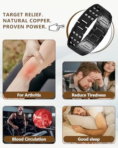 Feraco Pure Copper Magnetic Bracelet for Men | 23 cm (9.05 inches) thumbnail 5
