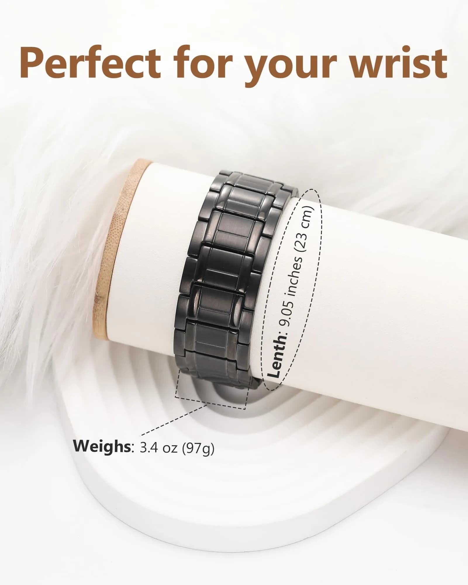 Feraco Pure Copper Magnetic Bracelet for Men | 23 cm (9.05 inches) - view 7