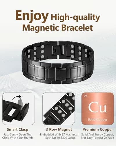 Feraco Pure Copper Magnetic Bracelet for Men | 23 cm (9.05 inches) thumbnail 8