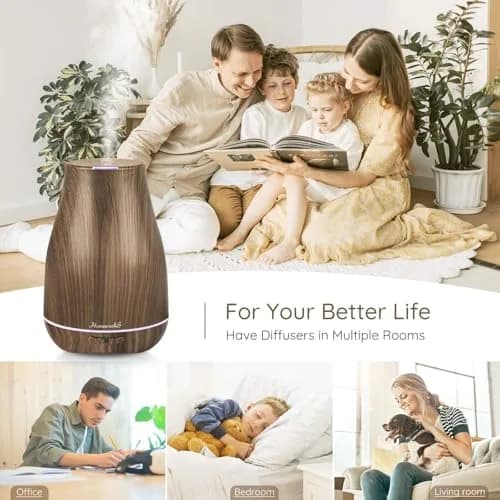Homeweeks Essential Oil Diffuser 100ml (3.4 Fl Oz) | Ultrasonic Cool Mist for Home & Office thumbnail 2