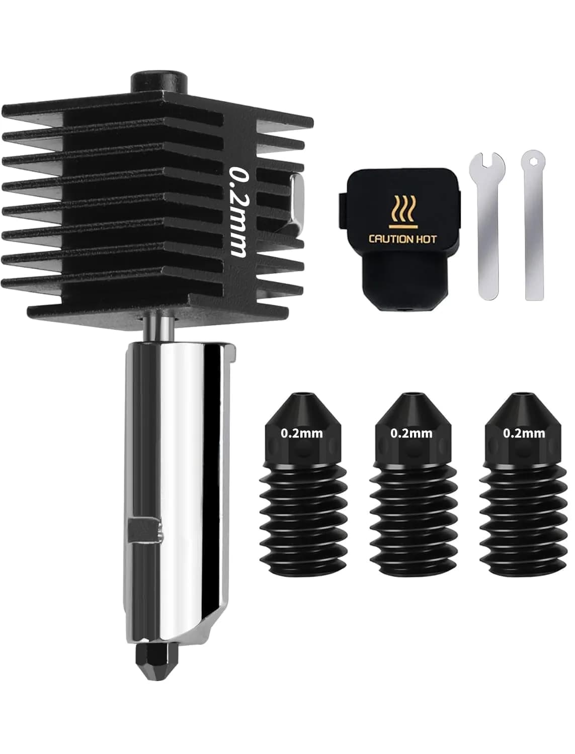 Mviioe 0.2mm A1 A1 Mini A2L Hotend Kit with Silicone Sock | Compatible with Bambu Lab Series — 0.2MM