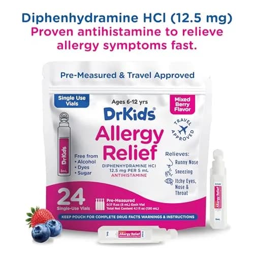 Dr. Kids Children's Allergy Relief Medicine, Mixed Berry Flavor, 24 Count | Fast-Acting Allergy Support for Kids thumbnail 6