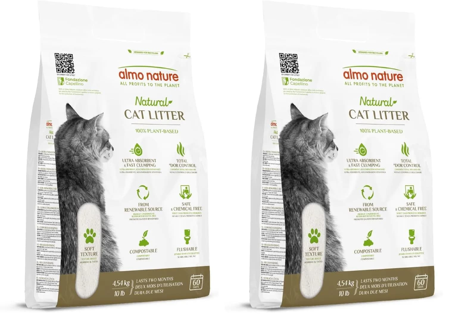 almo nature Natural Plant-Based Clumping Cat Litter 4.54 kg (10 lb) Pack of 2 | Biodegradable Odor Control