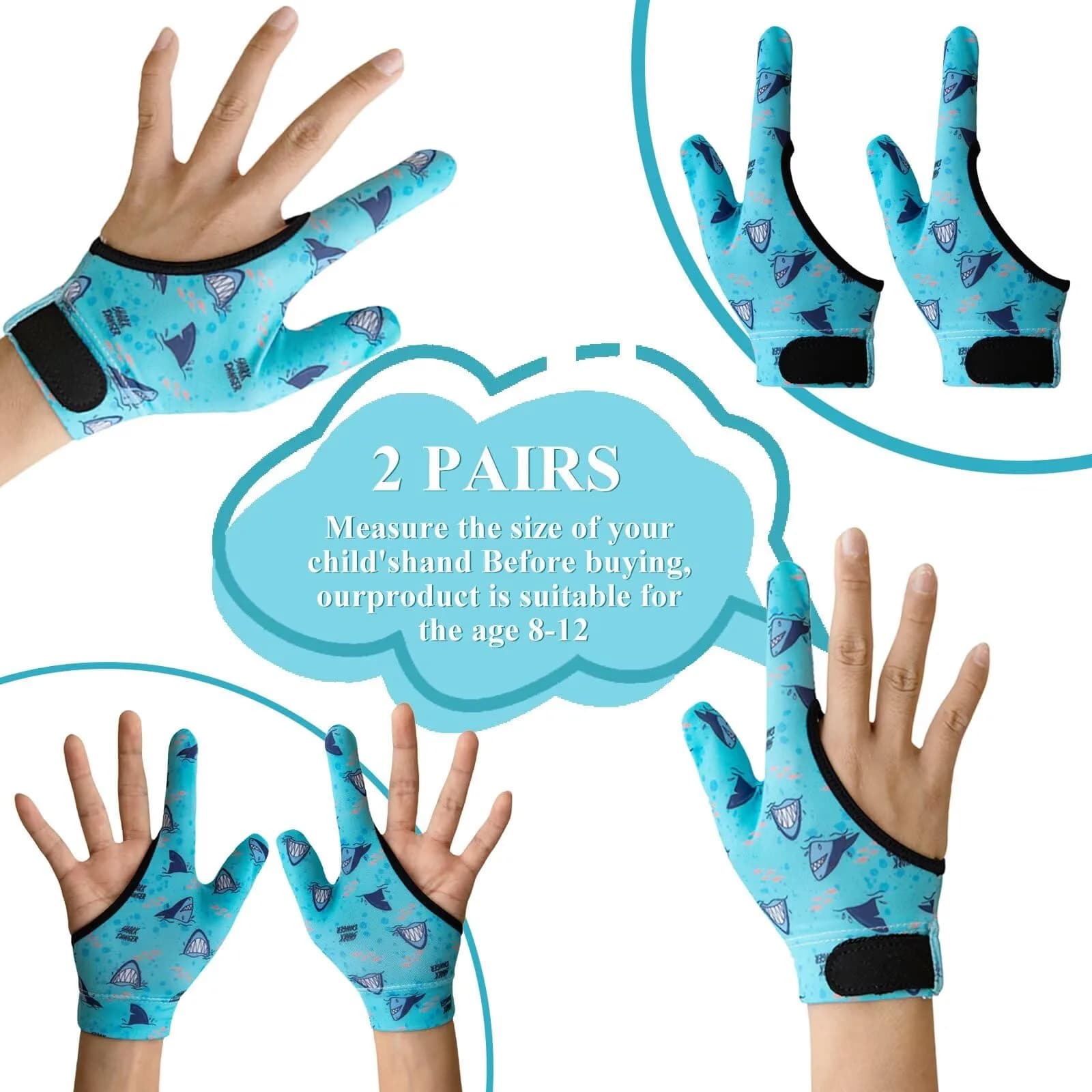Yxmeiguo Blue Shark 2-Finger Thumb Sucking Guard Gloves for Kids - One Size - view 2