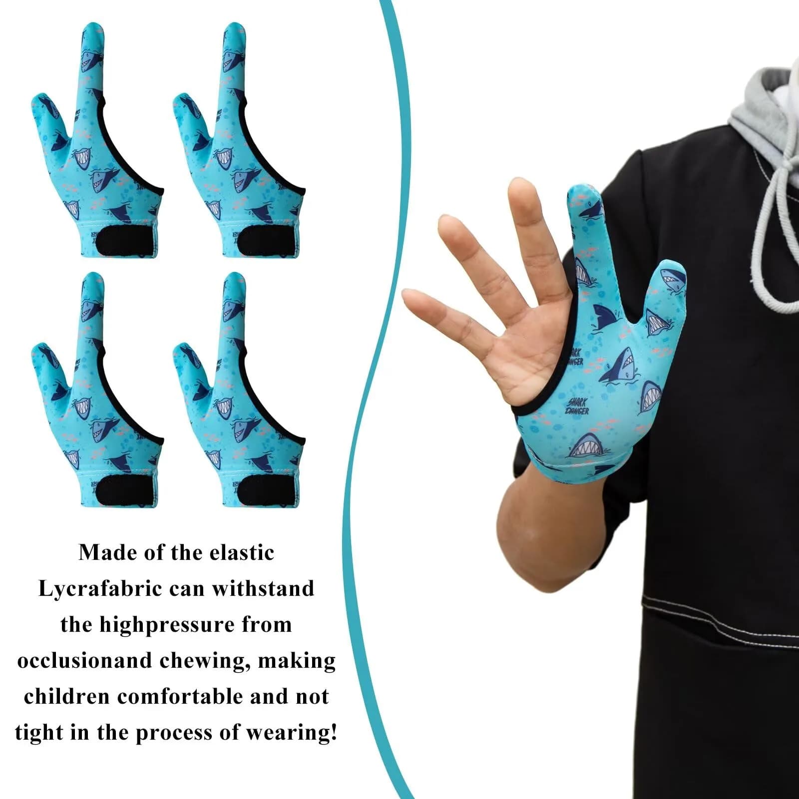 Yxmeiguo Blue Shark 2-Finger Thumb Sucking Guard Gloves for Kids - One Size - view 3