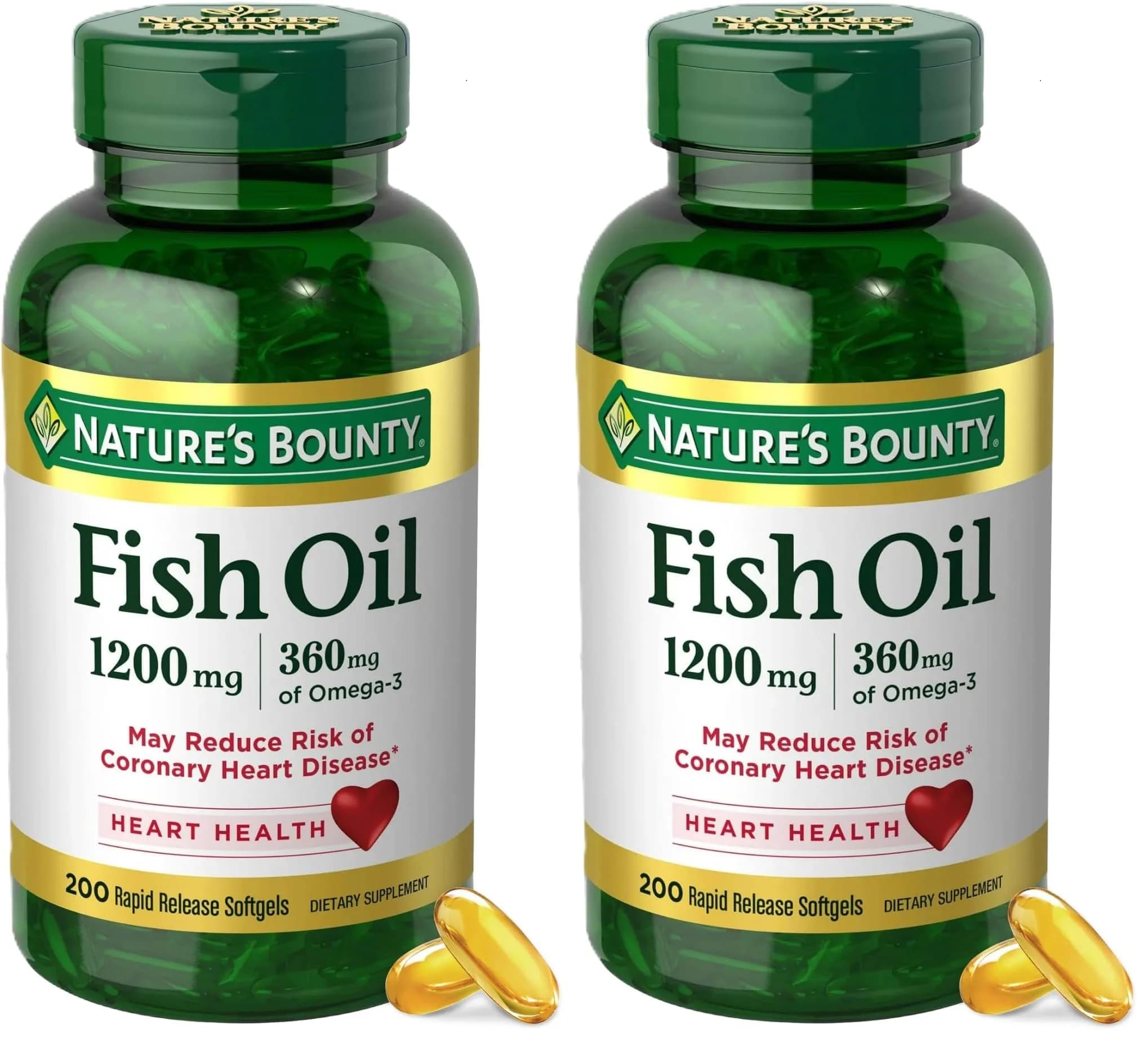 Nature's Bounty Fish Oil Omega 3 Supplements 1200 Mg 400 Count (Pack of 2) | Supports Heart Health with EPA & DHA - main product image
