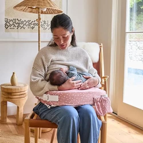 My Brest Friend Original Nursing Pillow Dusty Rose Geo 1.5 lb (0.68 kg) | Ergonomic Support for Breastfeeding Moms thumbnail 2