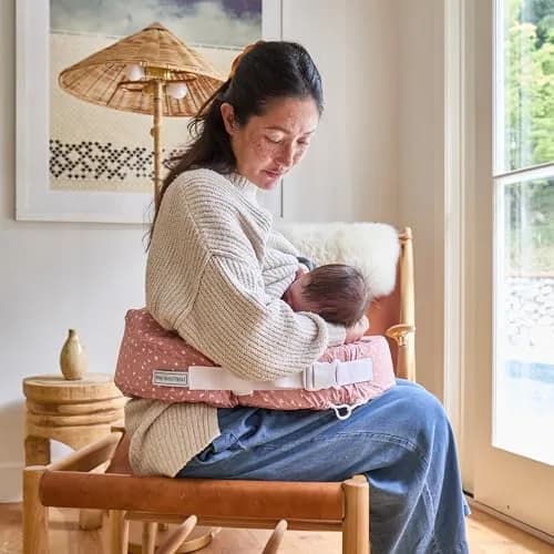 My Brest Friend Original Nursing Pillow Dusty Rose Geo 1.5 lb (0.68 kg) | Ergonomic Support for Breastfeeding Moms thumbnail 3