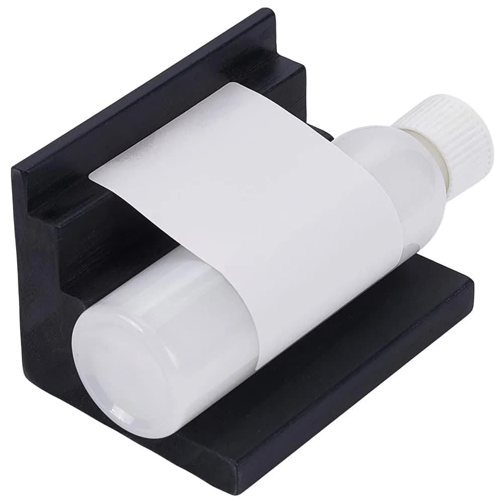 FINGERINSPIRE Bottle Labeling Machine 4x2.8x3inch Black Bottles Label Makers Pine Wood Labeler Wooden Labeling Wizard Tools Labels Stickers Applicator Tool for Jars Essential Oils | Compact & Easy to Use — Black