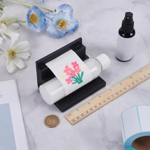 FINGERINSPIRE Bottle Labeling Machine 4x2.8x3inch Black Bottles Label Makers Pine Wood Labeler Wooden Labeling Wizard Tools Labels Stickers Applicator Tool for Jars Essential Oils | Compact & Easy to Use thumbnail 4