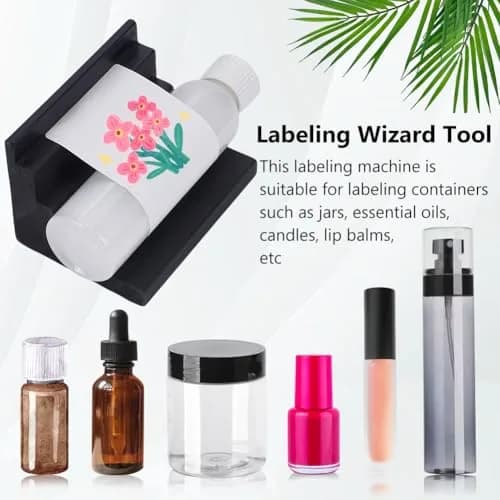 FINGERINSPIRE Bottle Labeling Machine 4x2.8x3inch Black Bottles Label Makers Pine Wood Labeler Wooden Labeling Wizard Tools Labels Stickers Applicator Tool for Jars Essential Oils | Compact & Easy to Use thumbnail 5