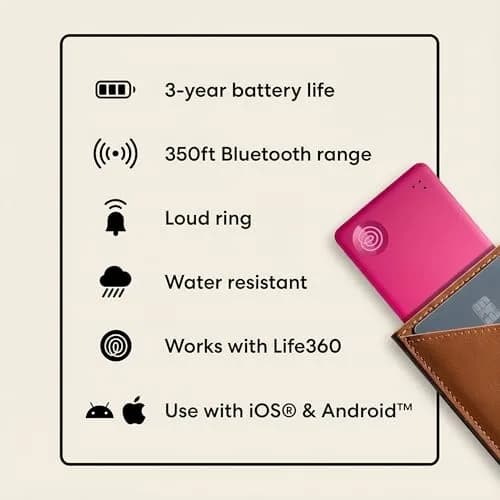 Life360 Tile Slim Wallet Finder & Bluetooth Tracker 1-Pack (Pink Punch) | Compatible with iOS & Android thumbnail 8