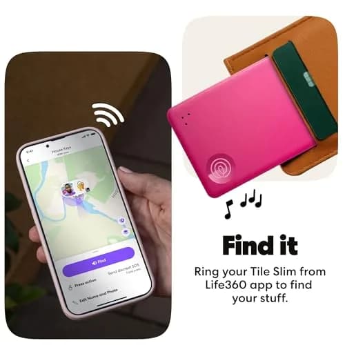 Life360 Tile Slim Wallet Finder & Bluetooth Tracker 1-Pack (Pink Punch) | Compatible with iOS & Android thumbnail 4