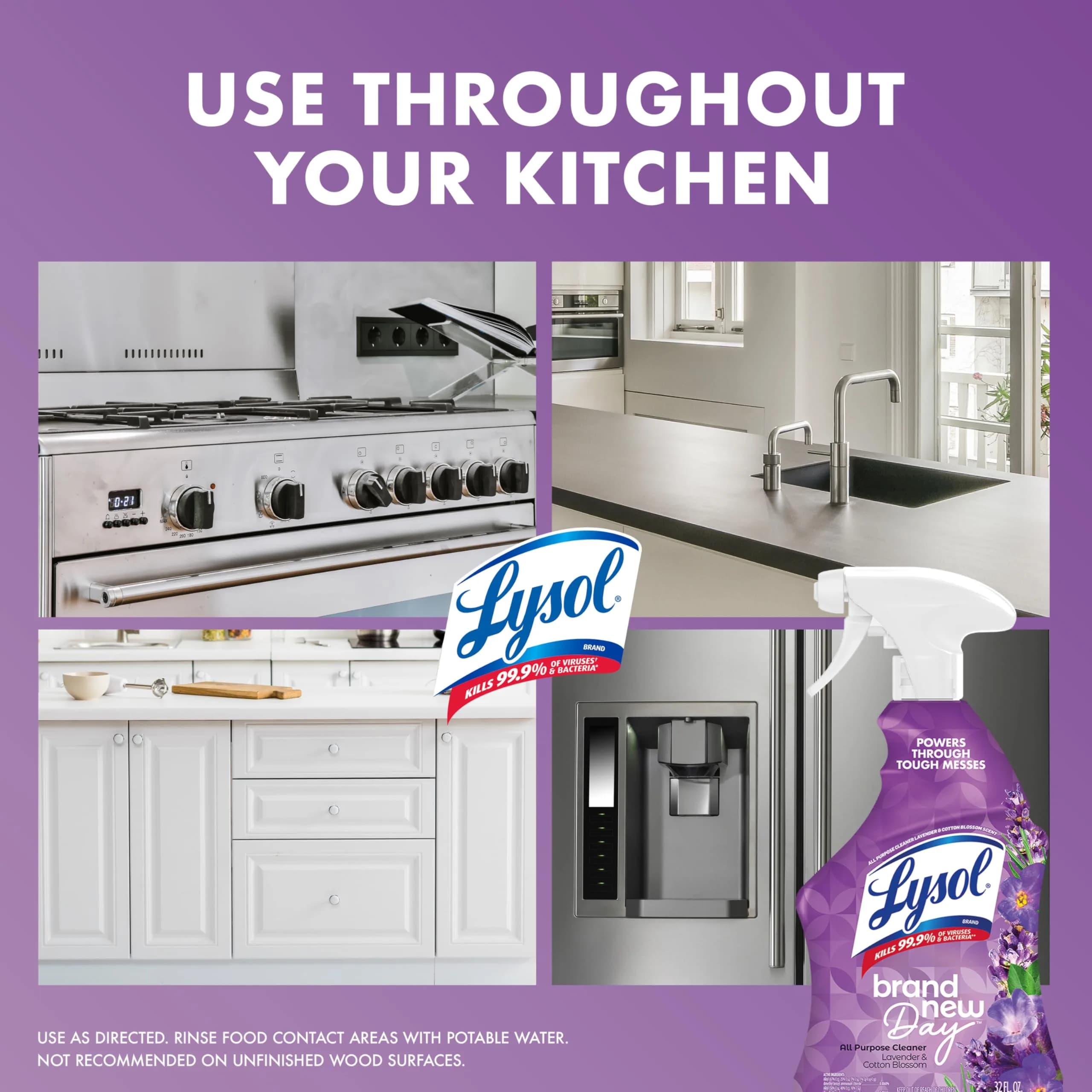 Lysol All Purpose Cleaner Spray Lavender & Cotton Blossom Scent 946ml (32 Fl Oz) | Kills 99.9% of Viruses & Bacteria - view 5