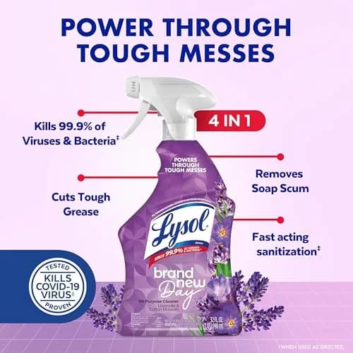 Lysol All Purpose Cleaner Spray Lavender & Cotton Blossom Scent 946ml (32 Fl Oz) | Kills 99.9% of Viruses & Bacteria thumbnail 2
