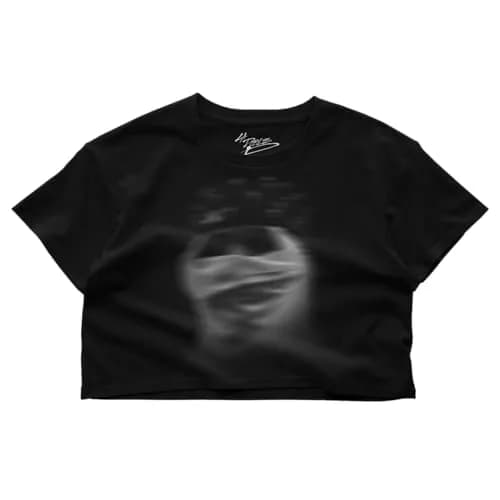 Peso Pluma La Doble P Black Crop | Vintage Faded Black T-Shirt for Women (70-120 chars) thumbnail 1