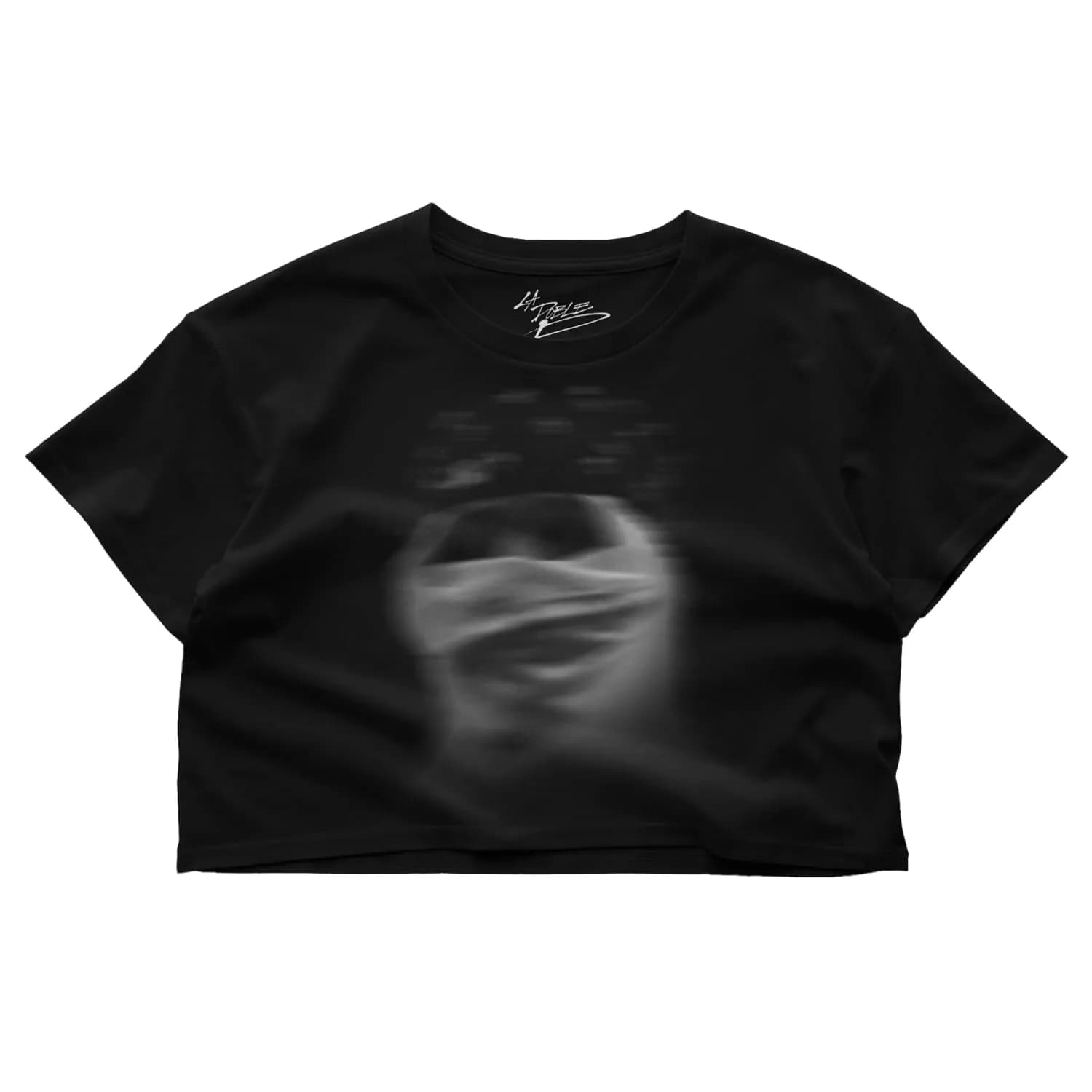 Peso Pluma La Doble P Black Crop | Vintage Faded Black T-Shirt for Women (70-120 chars)