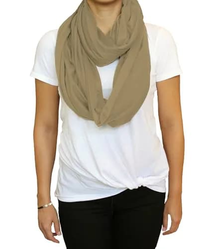 LK Baby 2pk Infinity Nursing Scarf Shawl Light Brown | Soft Breathable Jersey for Breastfeeding Privacy thumbnail 3