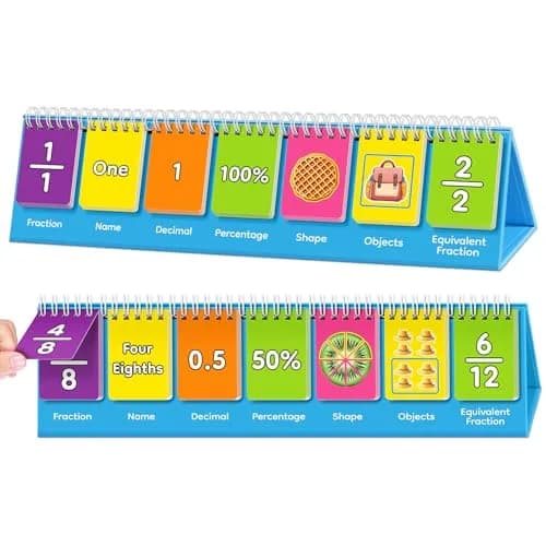 Laffunz Fraction Manipulatives Math Games Flip Chart for Elementary School & Homeschooling thumbnail 1