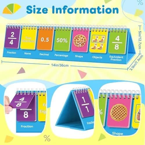 Laffunz Fraction Manipulatives Math Games Flip Chart for Elementary School & Homeschooling thumbnail 7
