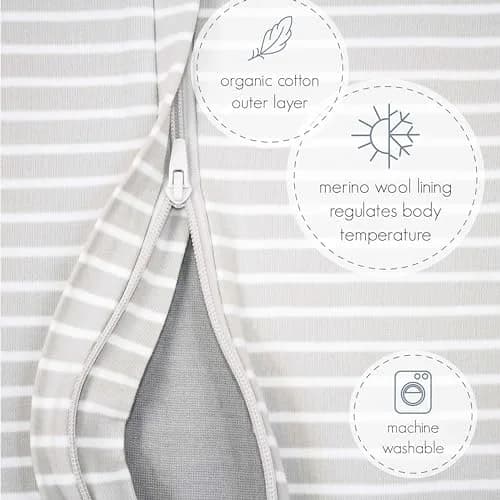 Woolino 4 Season Baby Sleep Bag with Feet Opening, Australian Merino Wool & Organic Cotton, 18-36mo, Strawberry | Breathable, Temperature-Regulating thumbnail 10