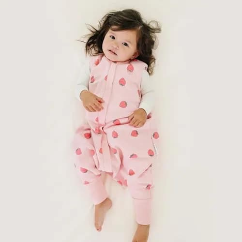 Woolino 4 Season Baby Sleep Bag with Feet Opening, Australian Merino Wool & Organic Cotton, 18-36mo, Strawberry | Breathable, Temperature-Regulating thumbnail 2