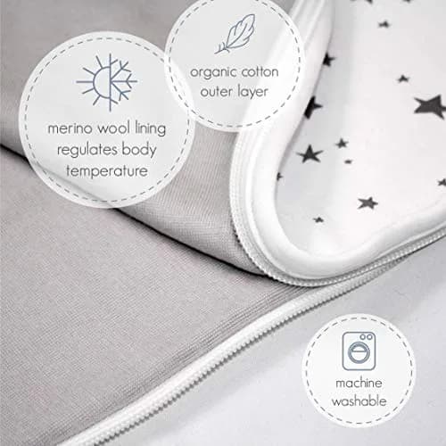 Woolino Toddler Sleeping Sack, 4 Season, Merino Wool & Organic Cotton, Baby Sleep Bag, 2-4 Years, Snowboarder thumbnail 7