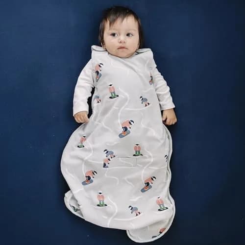 Woolino Toddler Sleeping Sack, 4 Season, Merino Wool & Organic Cotton, Baby Sleep Bag, 2-4 Years, Snowboarder thumbnail 8