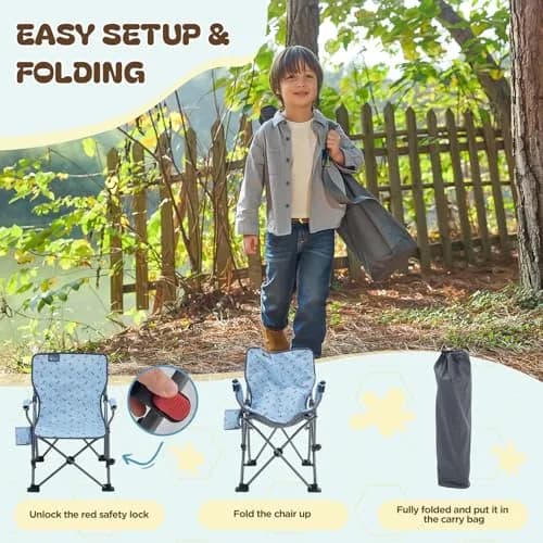 Busy Bee Kids Camping Chair High Back Supports 125 Lbs | Breathable & Portable for Outdoor Fun thumbnail 6