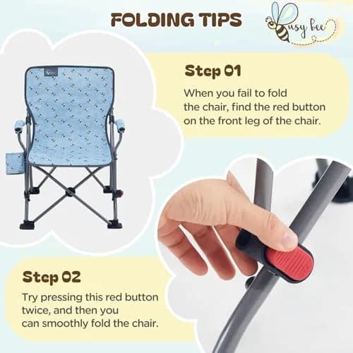 Busy Bee Kids Camping Chair High Back Supports 125 Lbs | Breathable & Portable for Outdoor Fun thumbnail 7