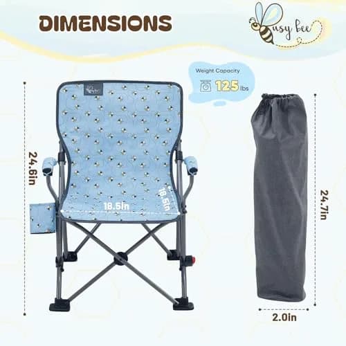 Busy Bee Kids Camping Chair High Back Supports 125 Lbs | Breathable & Portable for Outdoor Fun thumbnail 3