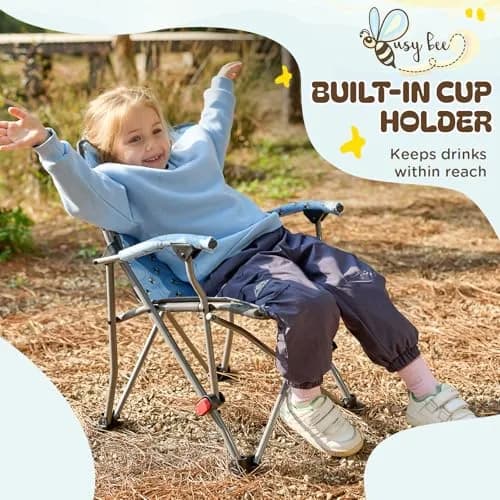Busy Bee Kids Camping Chair High Back Supports 125 Lbs | Breathable & Portable for Outdoor Fun thumbnail 4