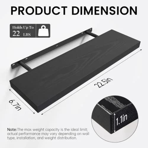 BAYKA Floating Shelves 22.5in | Modern Wall Decor for Bathroom Bedroom Kitchen thumbnail 4