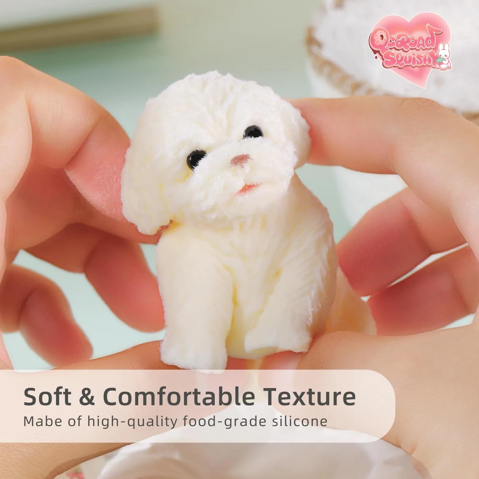 QCROAD SQUISHY Puppy Taba Dog Squishy 7cm (2.75x1.18x2.75 in) | Non-Toxic Silicone Stress Toy - view 5