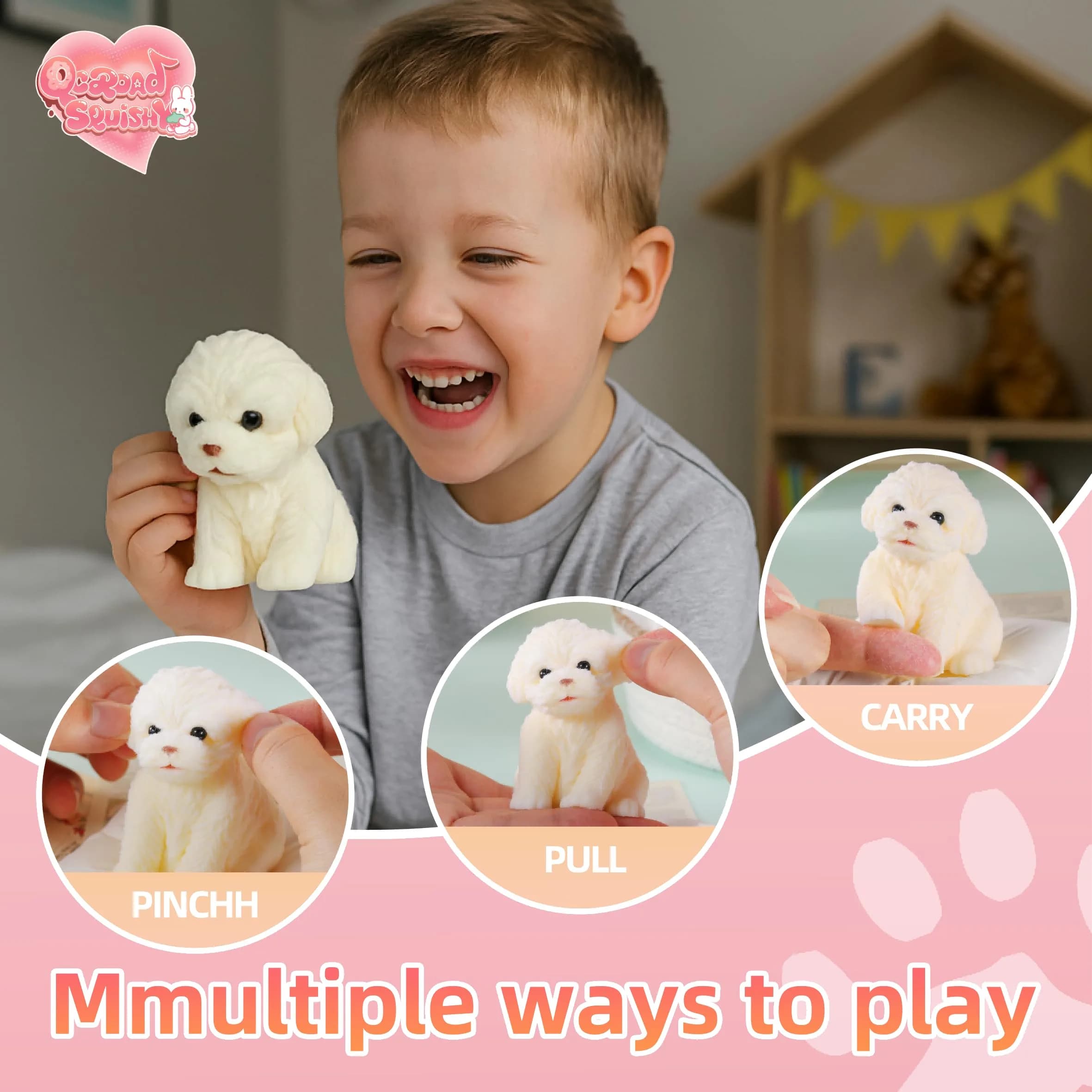 QCROAD SQUISHY Puppy Taba Dog Squishy 7cm (2.75x1.18x2.75 in) | Non-Toxic Silicone Stress Toy - view 6