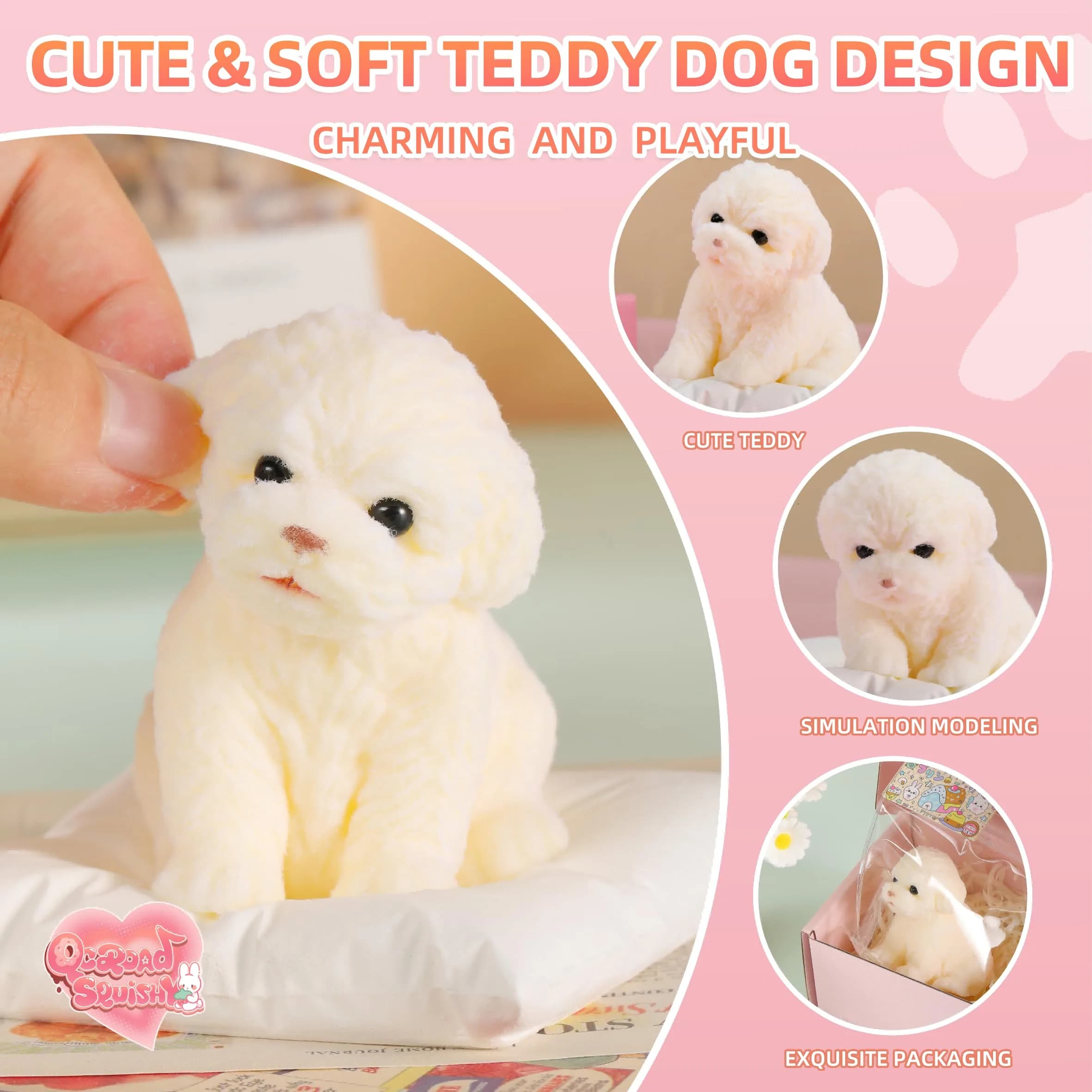 QCROAD SQUISHY Puppy Taba Dog Squishy 7cm (2.75x1.18x2.75 in) | Non-Toxic Silicone Stress Toy - view 4