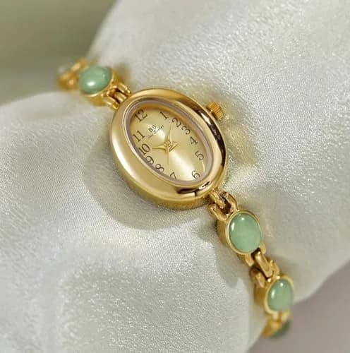 MASTOP Vintage Gold-Tone Crystal Oval Watch for Women | Small Dial Waterproof Dress Quartz thumbnail 6