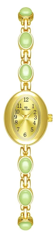 MASTOP Vintage Gold-Tone Crystal Oval Watch for Women | Small Dial Waterproof Dress Quartz