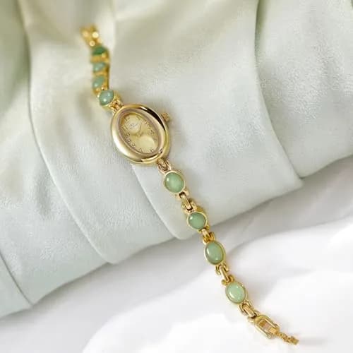 MASTOP Vintage Gold-Tone Crystal Oval Watch for Women | Small Dial Waterproof Dress Quartz thumbnail 2