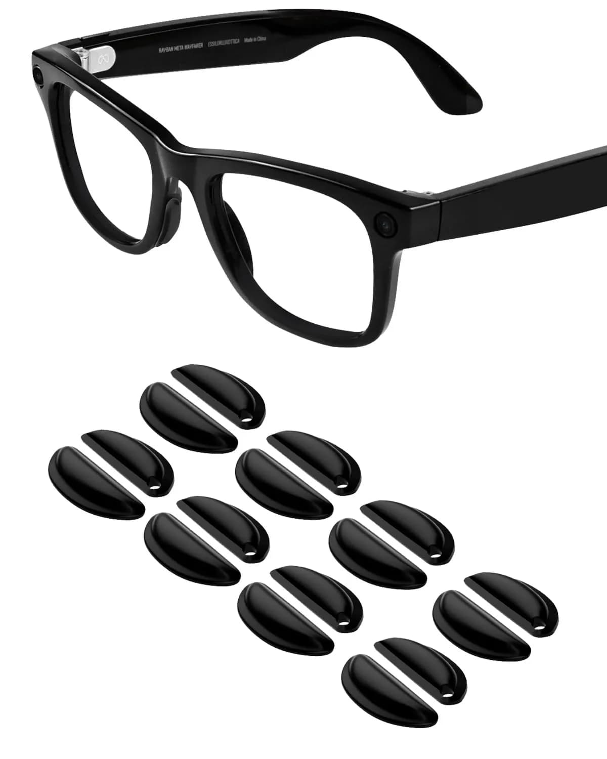 BandSmith Compatible with Ray-Ban Meta Wayfarer Eyeglass Nose Pad 8 Pairs (Black) - main product image