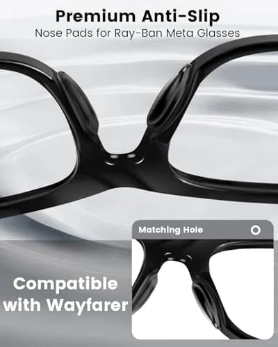BandSmith Compatible with Ray-Ban Meta Wayfarer Eyeglass Nose Pad 8 Pairs (Black) thumbnail 2