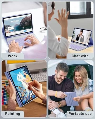 TUNKARMOR Backlit Keyboard Case for iPad 11th Gen 2025 & 10th Gen 2022 10.9/11-inch with S Pen Holder & Mouse | Purple thumbnail 9