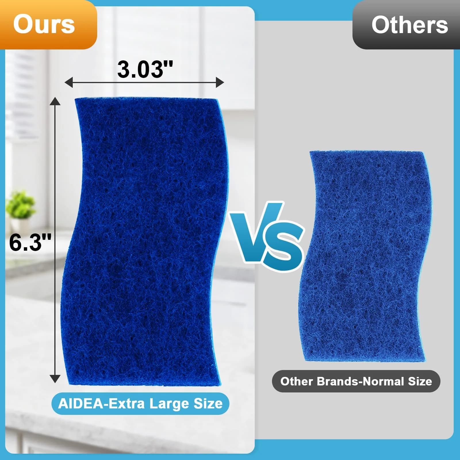 AIDEA Extra Large XL Scrub Sponges (12 Count) | Fast Cleaning, Non-Scratch - view 2
