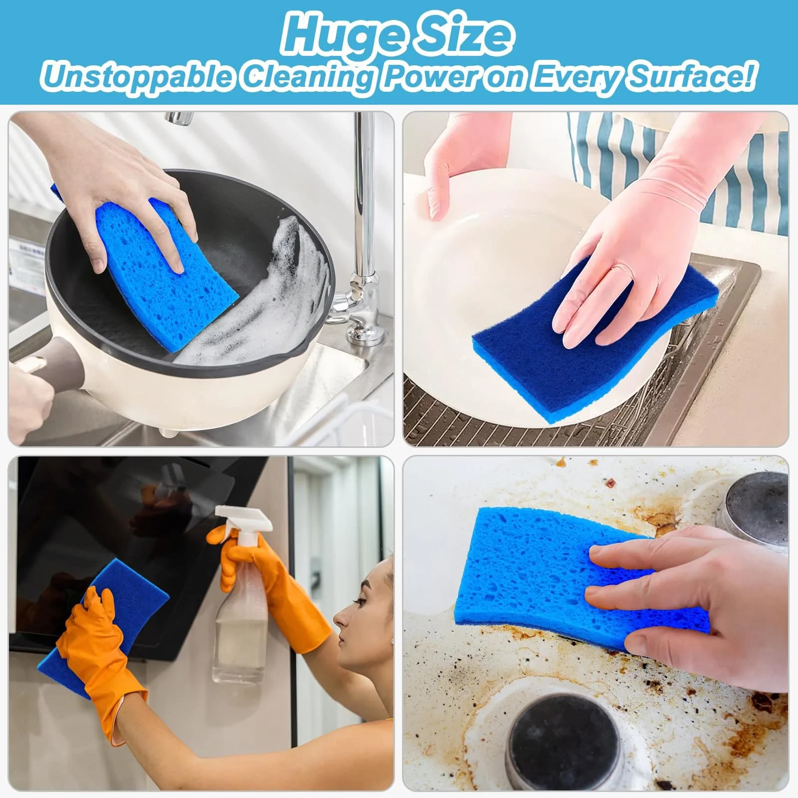 AIDEA Extra Large XL Scrub Sponges (12 Count) | Fast Cleaning, Non-Scratch - view 7
