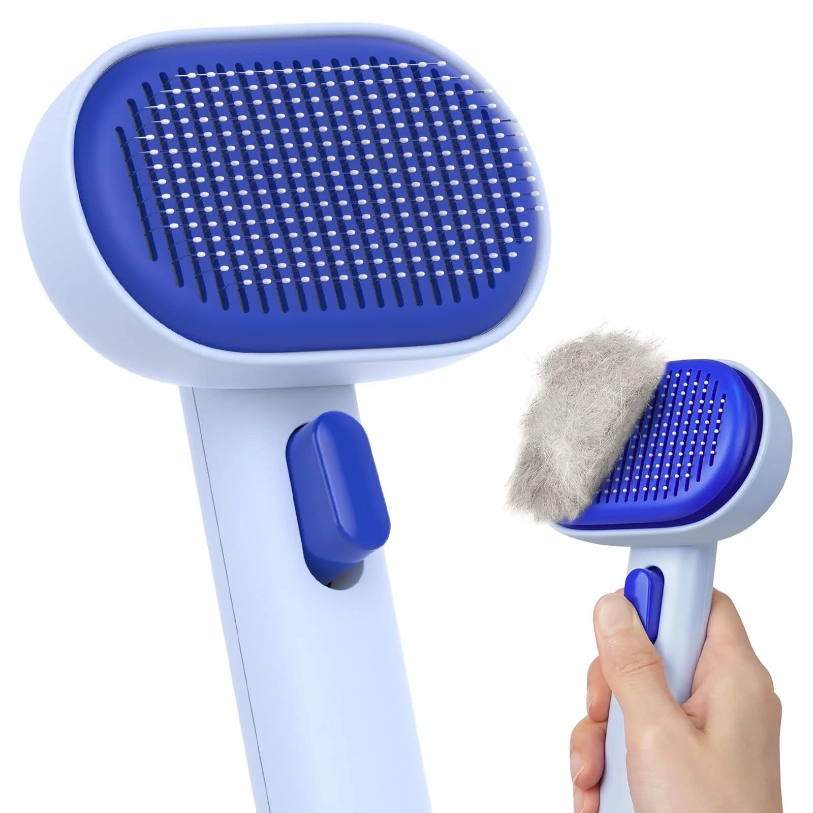 Aumuca Skin Friendly Self-Cleaning Slicker Brush for Dogs & Cats | Gentle Pet Grooming Tool for Shedding & Deshedding