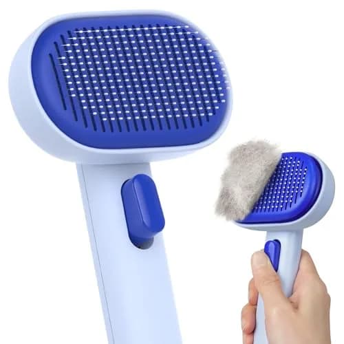 Aumuca Skin Friendly Self-Cleaning Slicker Brush for Dogs & Cats | Gentle Pet Grooming Tool for Shedding & Deshedding thumbnail 1