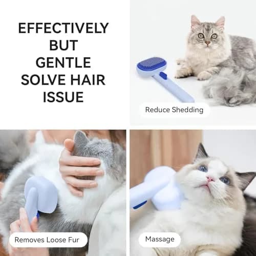 Aumuca Skin Friendly Self-Cleaning Slicker Brush for Dogs & Cats | Gentle Pet Grooming Tool for Shedding & Deshedding thumbnail 5