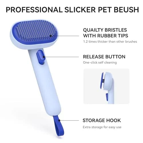 Aumuca Skin Friendly Self-Cleaning Slicker Brush for Dogs & Cats | Gentle Pet Grooming Tool for Shedding & Deshedding thumbnail 8